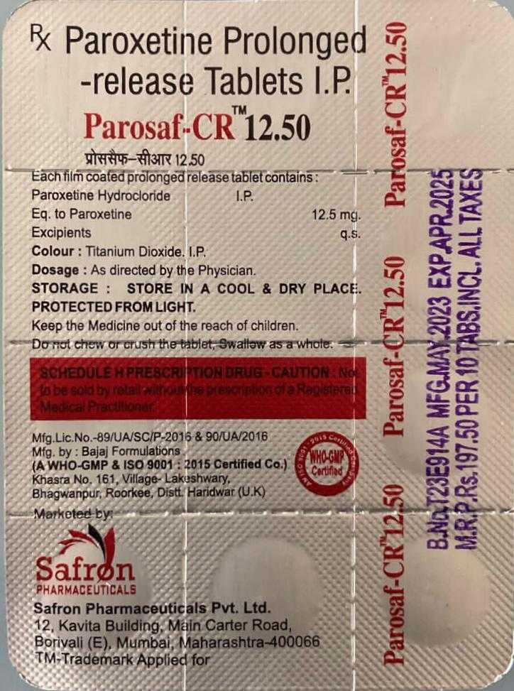 PAROSAF CR 12.5 MG TABLET
